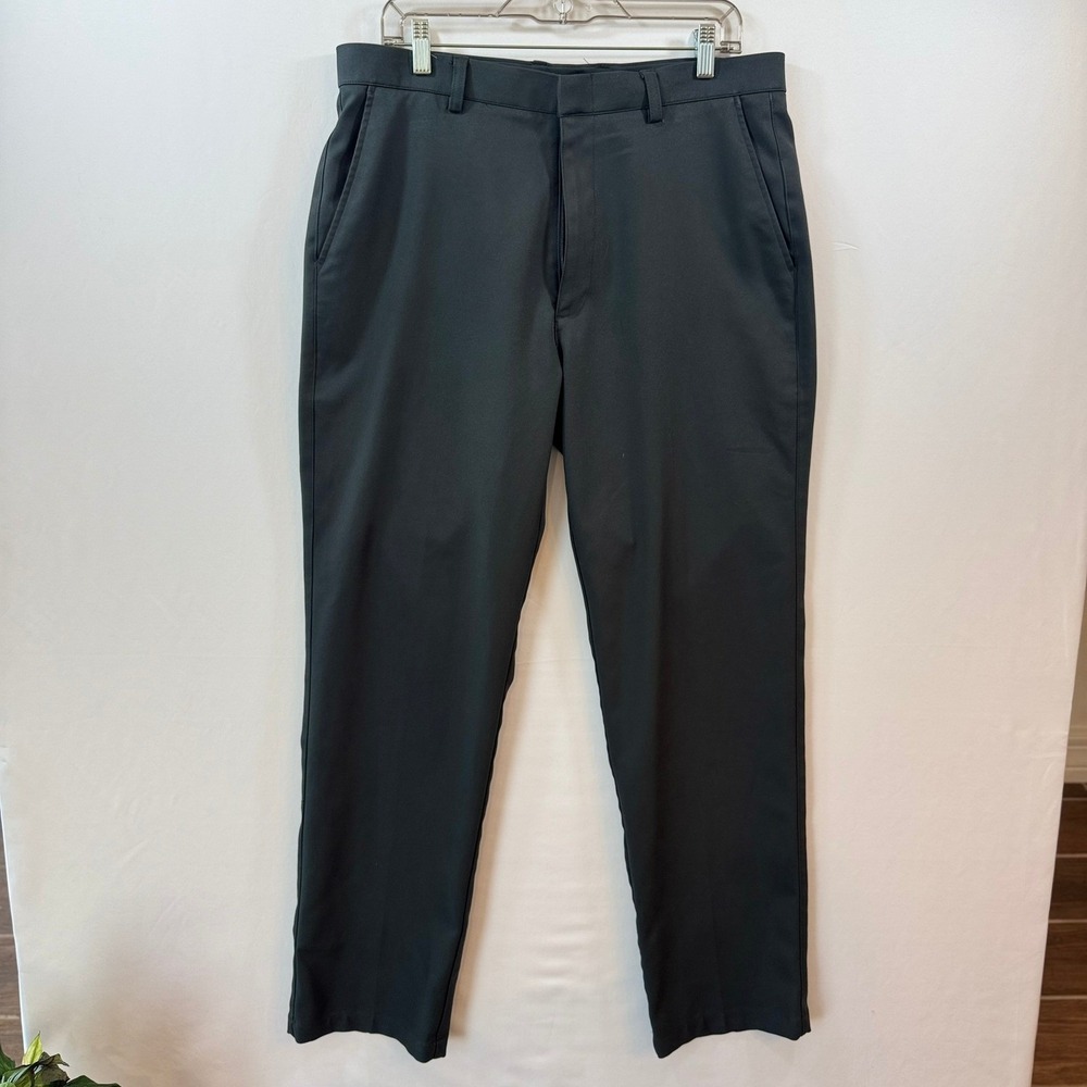 Oobe Mens Flat Front Chino Pants Charcoal Gray Straight Leg Trousers 34x32